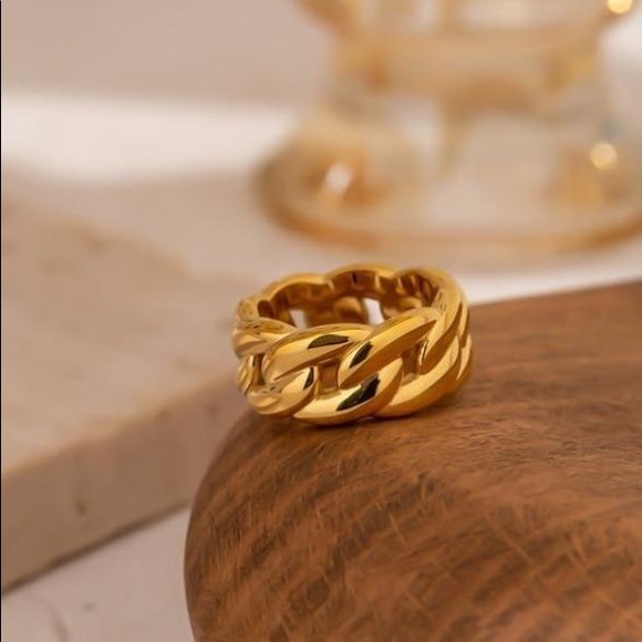 18K gold plated curb chain ring - Picture 4 of 5